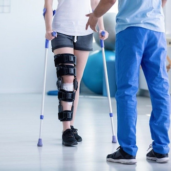 Person with crutches
